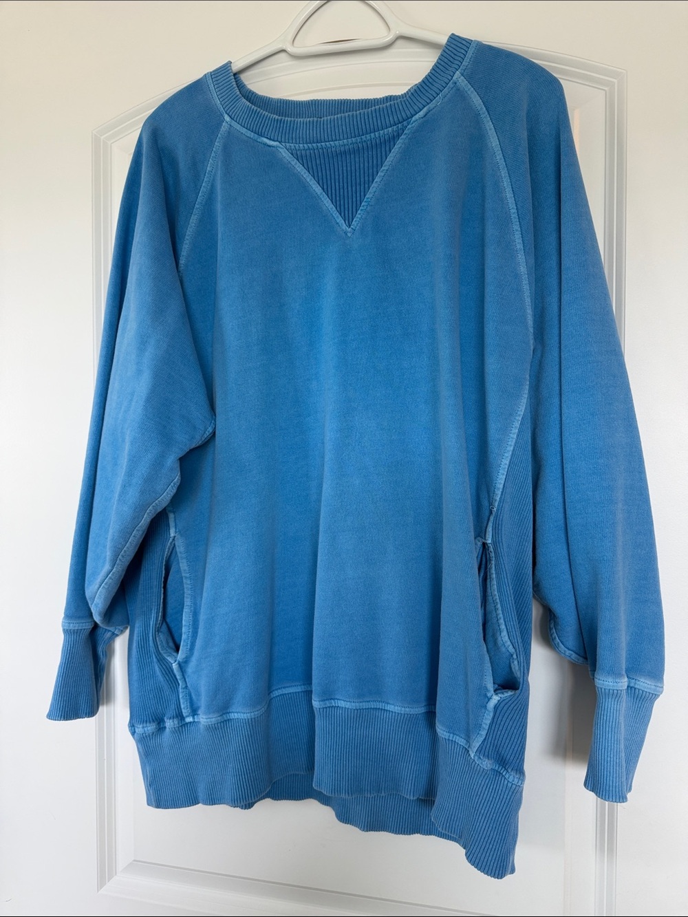 Women's Washed Blue Oversized Pullover Sweatshirt